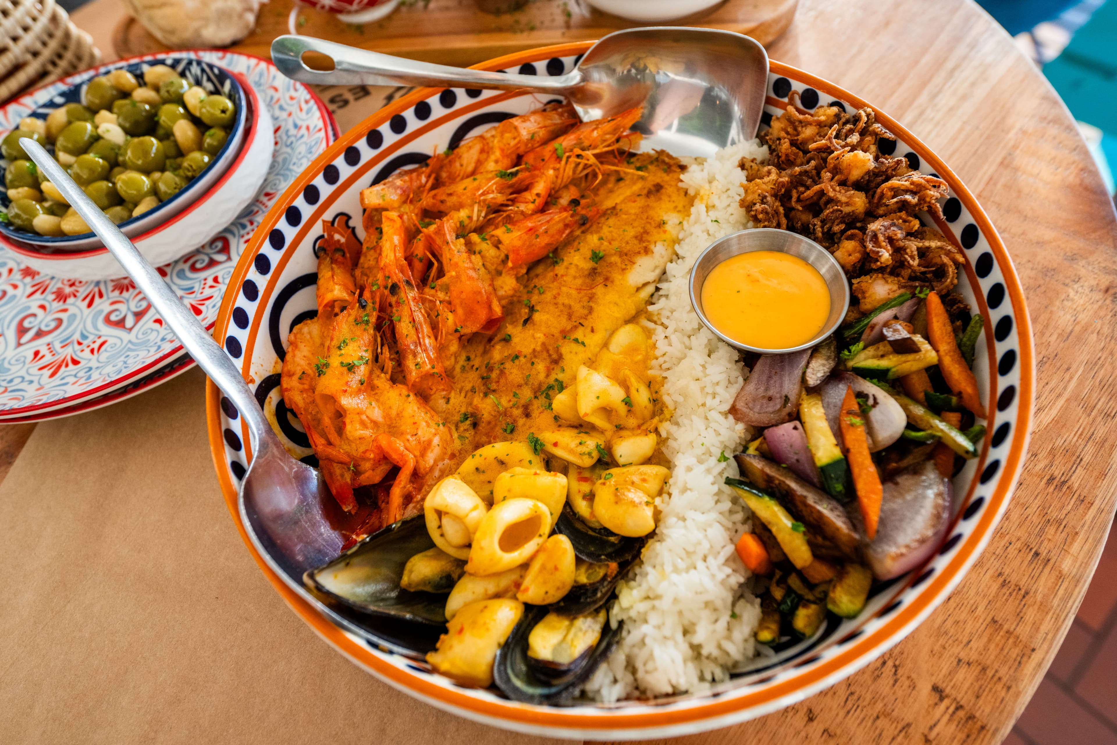 A generous chicken meal with sides