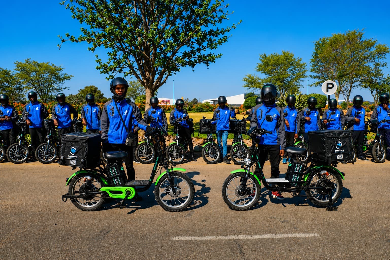 The full Gabs Eats rider fleet gathered in Gaborone