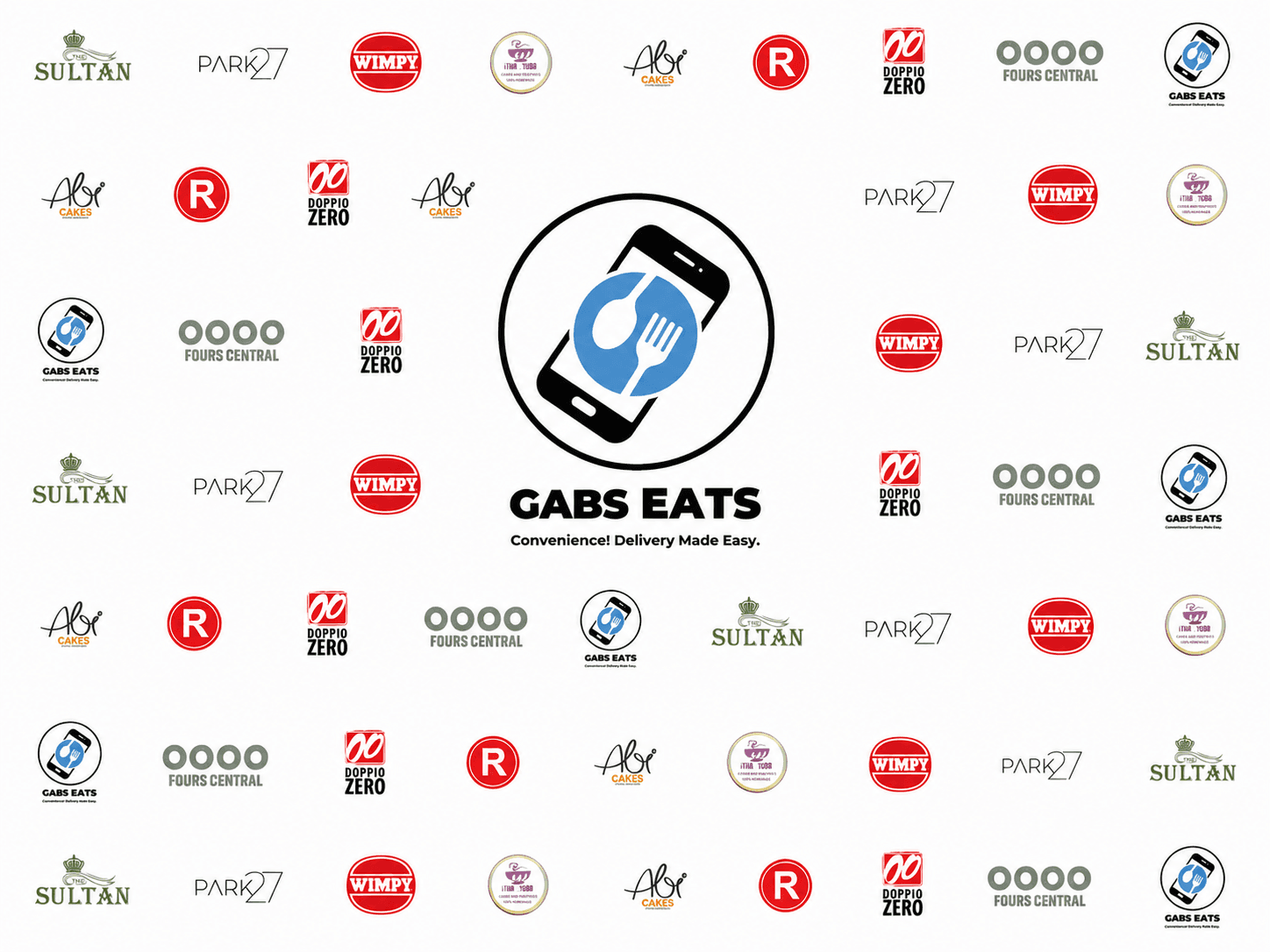 Logos of Gabs Eats partner restaurants